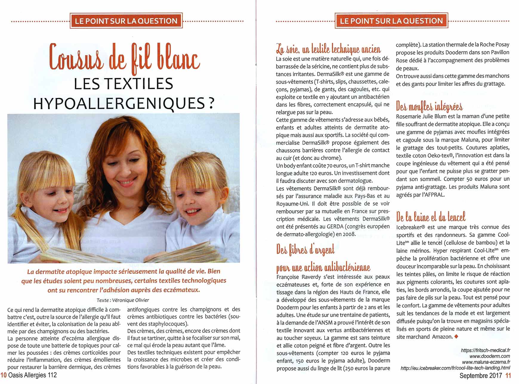 Dermasilk - textiles hypoallergeniques